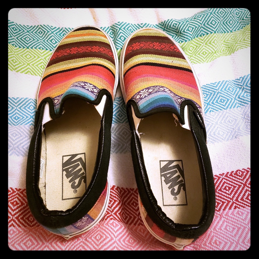Multicolor Vans Slip-ons
